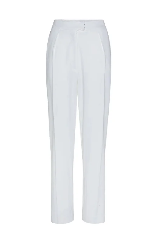 Women's Viscose Wool Structured High Waist Pants In Blanco