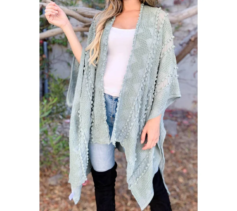 Lea Textured Kimono In Sage