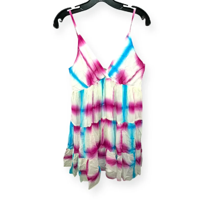 Tie Dye Print Dress Casual Midi Raga, Size M