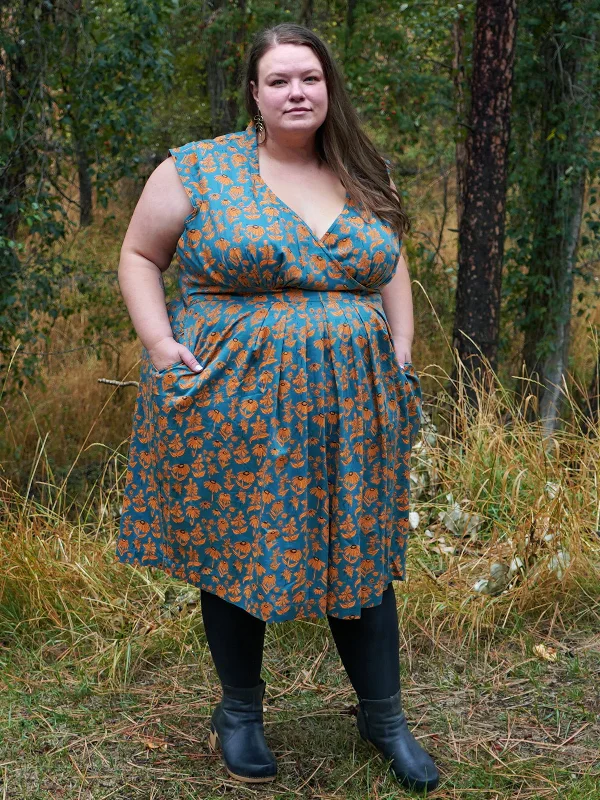 Lucille Plus Size Dress - Teal Floral