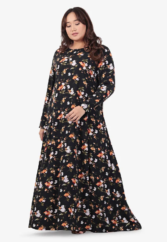 Jelena Raya4All Printed Jubah Dress - Black