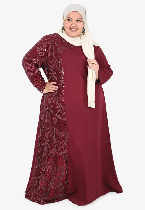 Julaila Sequins Jubah Dress - Maroon